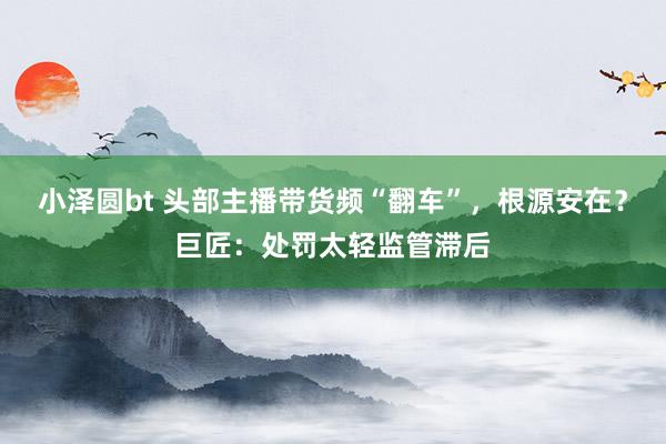 小泽圆bt 头部主播带货频“翻车”，根源安在？巨匠：处罚太轻监管滞后