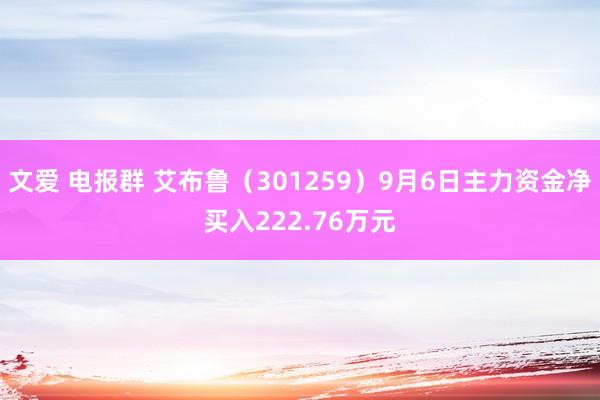 文爱 电报群 艾布鲁（301259）9月6日主力资金净买入222.76万元