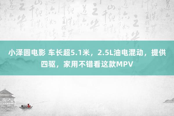 小泽圆电影 车长超5.1米，2.5L油电混动，提供四驱，家用不错看这款MPV