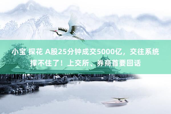 小宝 探花 A股25分钟成交5000亿，交往系统撑不住了！上交所、券商首要回话