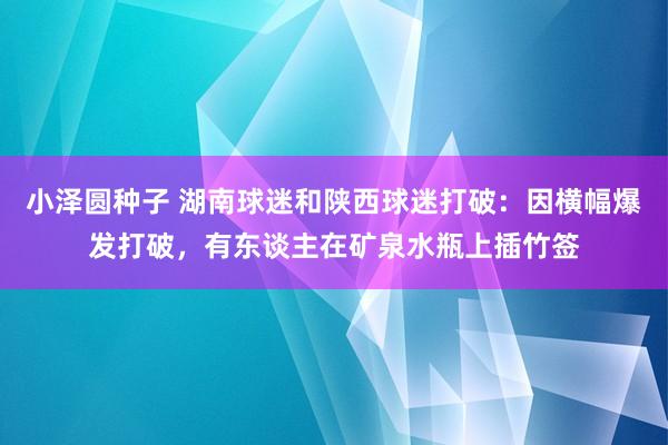 小泽圆种子 湖南球迷和陕西球迷打破：因横幅爆发打破，有东谈主在矿泉水瓶上插竹签