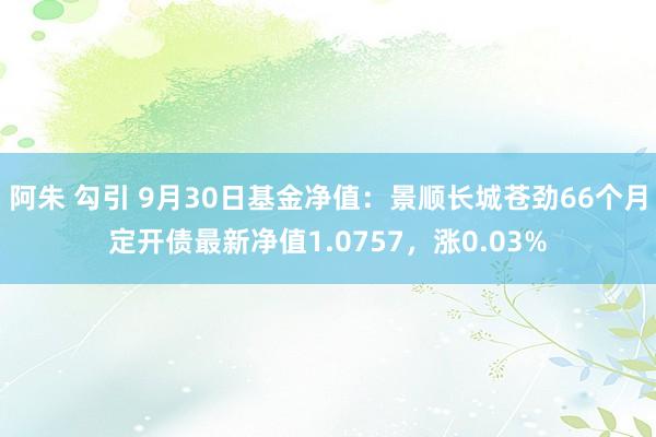 阿朱 勾引 9月30日基金净值：景顺长城苍劲66个月定开债最新净值1.0757，涨0.03%