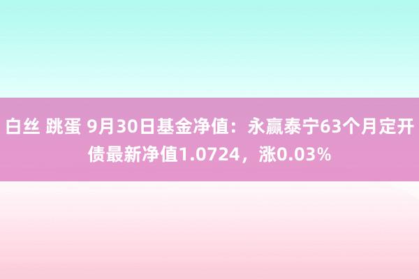 白丝 跳蛋 9月30日基金净值：永赢泰宁63个月定开债最新净值1.0724，涨0.03%