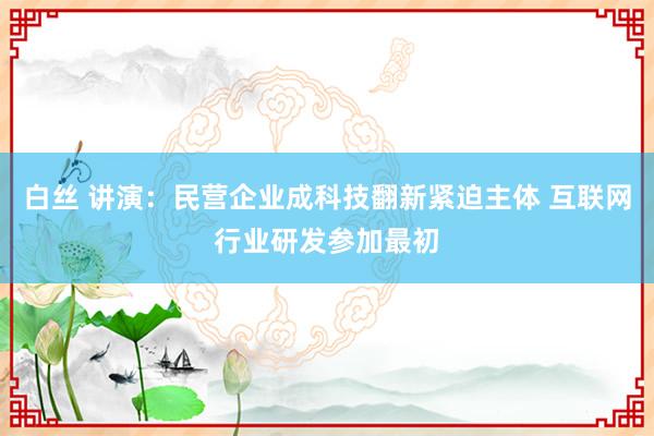 白丝 讲演：民营企业成科技翻新紧迫主体 互联网行业研发参加最初