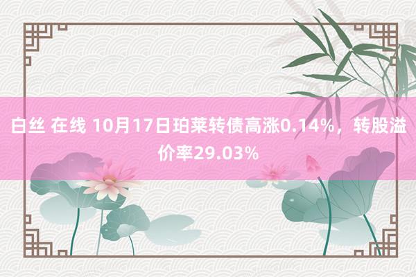 白丝 在线 10月17日珀莱转债高涨0.14%，转股溢价率29.03%