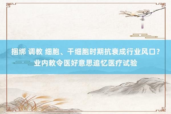 捆绑 调教 细胞、干细胞时期抗衰成行业风口？业内敕令医好意思追忆医疗试验