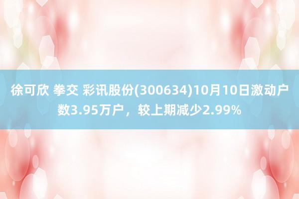 徐可欣 拳交 彩讯股份(300634)10月10日激动户数3.95万户，较上期减少2.99%