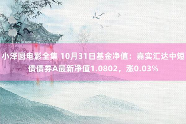 小泽圆电影全集 10月31日基金净值：嘉实汇达中短债债券A最新净值1.0802，涨0.03%