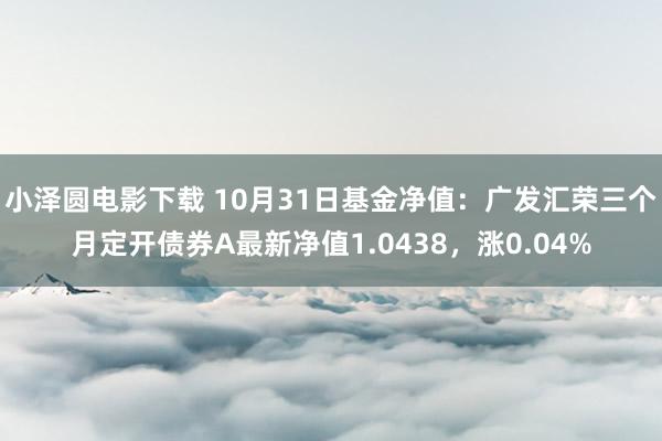 小泽圆电影下载 10月31日基金净值：广发汇荣三个月定开债券A最新净值1.0438，涨0.04%