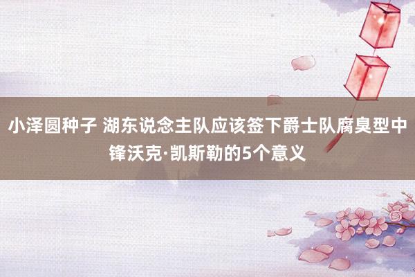 小泽圆种子 湖东说念主队应该签下爵士队腐臭型中锋沃克·凯斯勒的5个意义