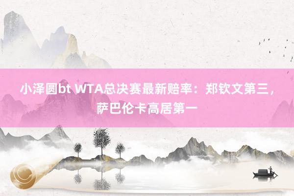 小泽圆bt WTA总决赛最新赔率：郑钦文第三，萨巴伦卡高居第一