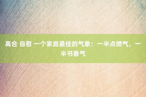 高合 自慰 一个家庭最佳的气象：一半点燃气，一半书香气