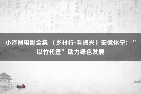 小泽圆电影全集 （乡村行·看振兴）安徽休宁：“以竹代塑” 助力绿色发展