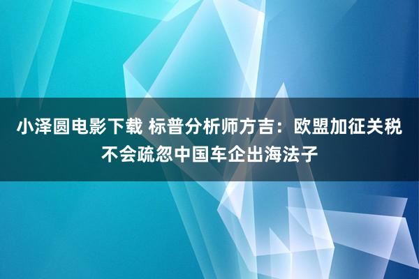 小泽圆电影下载 标普分析师方吉：欧盟加征关税不会疏忽中国车企出海法子