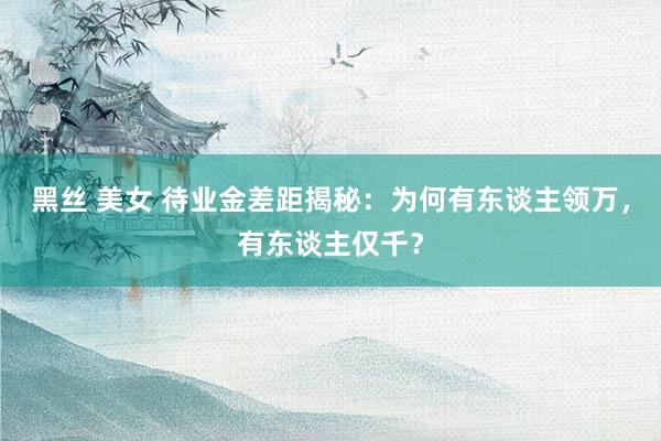 黑丝 美女 待业金差距揭秘：为何有东谈主领万，有东谈主仅千？