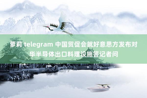 萝莉 telegram 中国贸促会就好意思方发布对华半导体出口料理设施答记者问