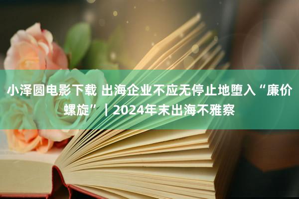 小泽圆电影下载 出海企业不应无停止地堕入“廉价螺旋”｜2024年末出海不雅察