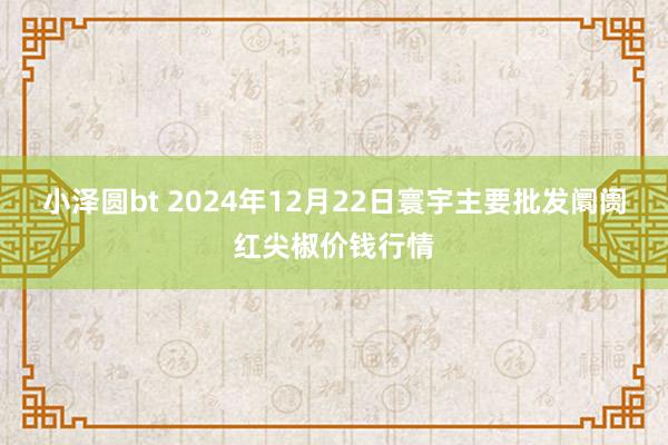 小泽圆bt 2024年12月22日寰宇主要批发阛阓红尖椒价钱行情