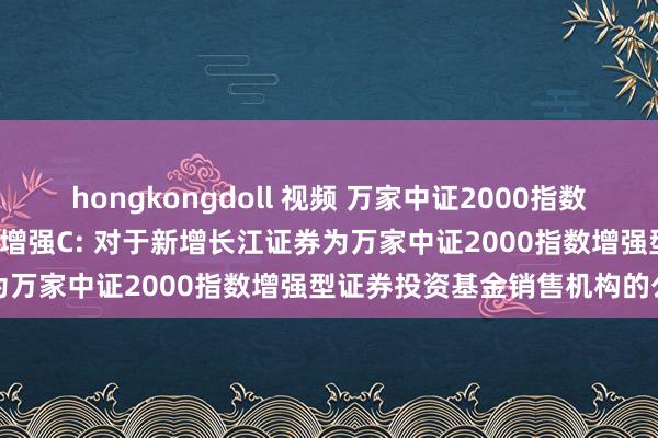 hongkongdoll 视频 万家中证2000指数增强A，万家中证2000指数增强C: 对于新增长江证券为万家中证2000指数增强型证券投资基金销售机构的公告