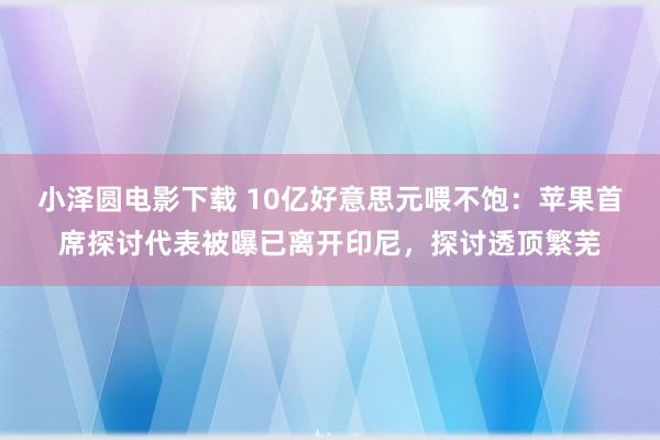 小泽圆电影下载 10亿好意思元喂不饱：苹果首席探讨代表被曝已离开印尼，探讨透顶繁芜