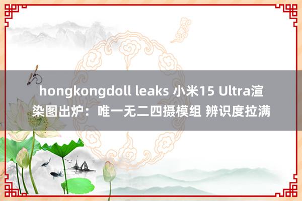 hongkongdoll leaks 小米15 Ultra渲染图出炉：唯一无二四摄模组 辨识度拉满