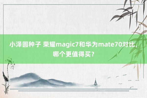 小泽圆种子 荣耀magic7和华为mate70对比，哪个更值得买？