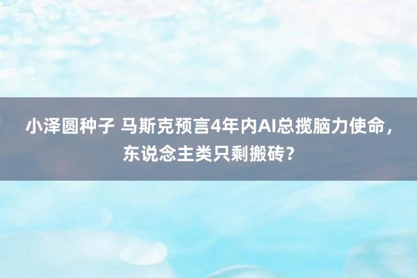 小泽圆种子 马斯克预言4年内AI总揽脑力使命，东说念主类只剩搬砖？