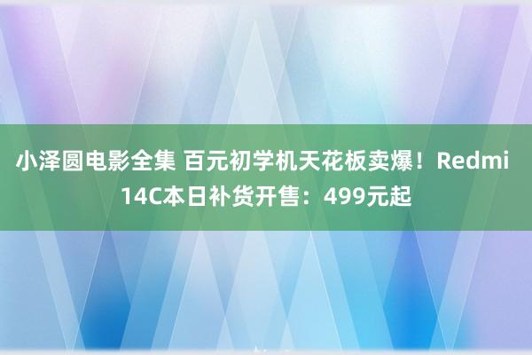 小泽圆电影全集 百元初学机天花板卖爆！Redmi 14C本日补货开售：499元起