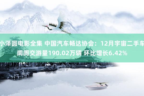 小泽圆电影全集 中国汽车畅达协会：12月宇宙二手车阛阓交游量190.02万辆 环比增长6.42%