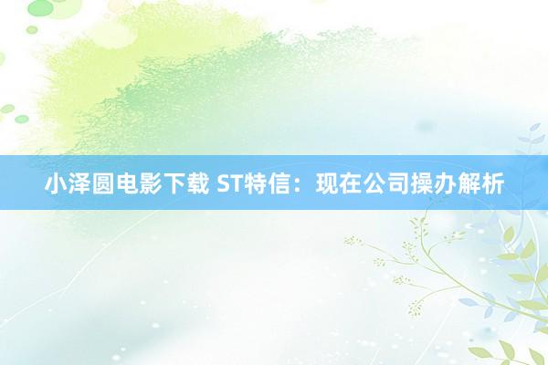 小泽圆电影下载 ST特信：现在公司操办解析