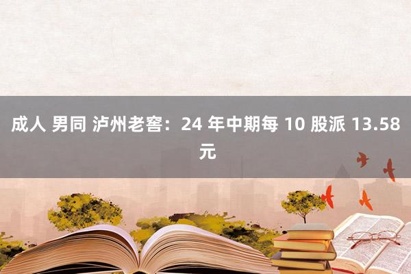 成人 男同 泸州老窖：24 年中期每 10 股派 13.58 元