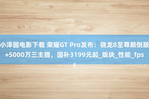 小泽圆电影下载 荣耀GT Pro发布：骁龙8至尊颠倒版+5000万三主摄，国补3199元起_版块_性能_fps
